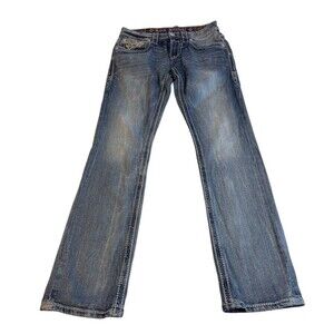 Rock Revival Men’s Flann Alt Straight Jeans Low Rise Blue Denim Size 30X32